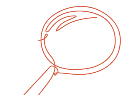 drawing of a magnifying glass, symbolizing discovery