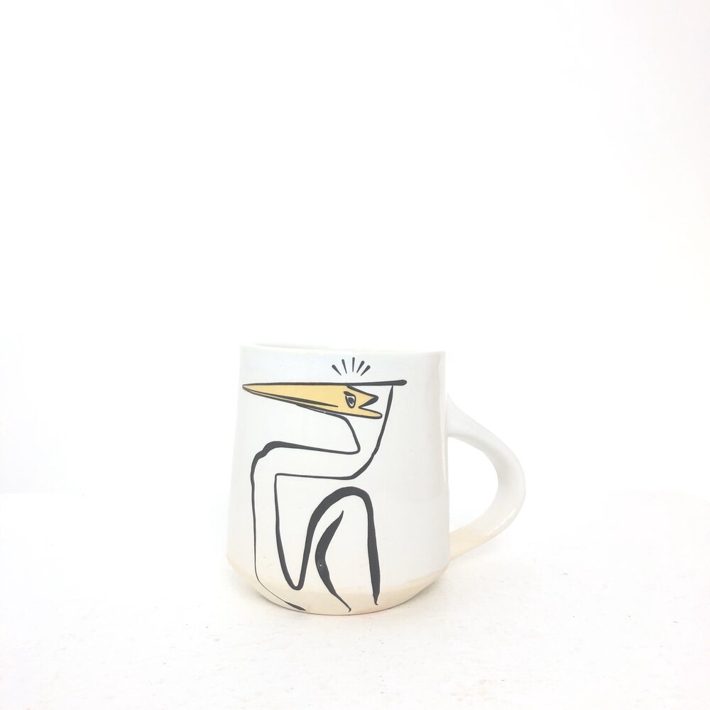 Pelican Ceramic Coffee Tea Mug Cup Dec 1981 Pelicans Perched Flight VTG
