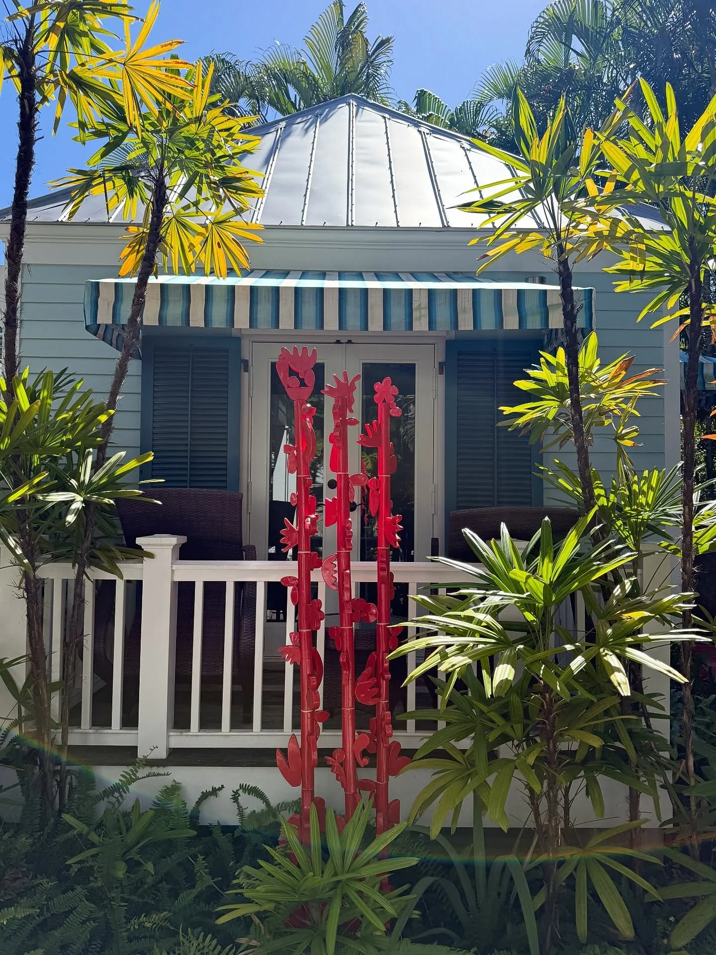 Glad to be outside today on what felt like the first &lsquo;normal&rsquo; day after a few very cold weeks on the island.

The sun was cutting dramatic lines through the atmosphere of this positively charming Key West hidden garden as we installed thi