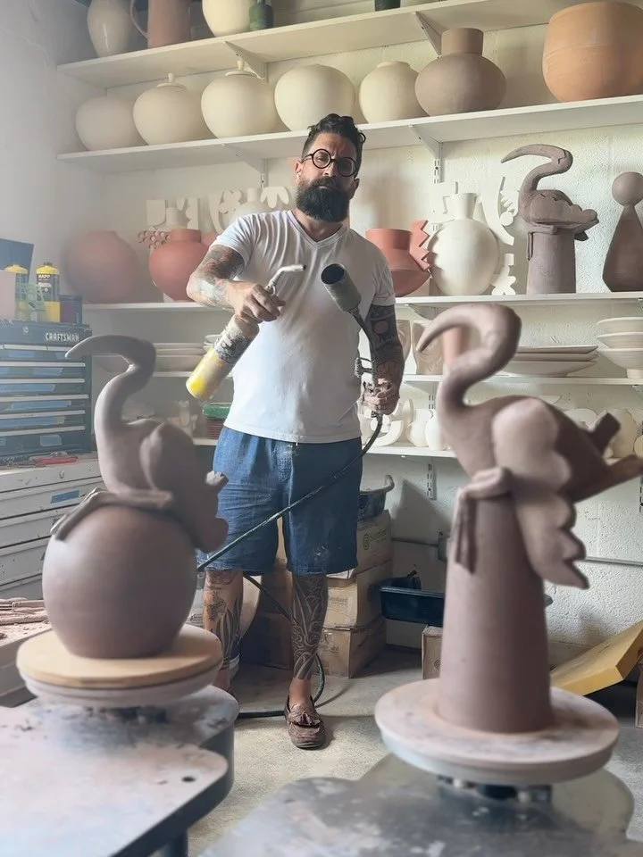 Spending some time with one of my favorite winged specimens&mdash;the finest little island aviary out here in the lab.

Haven&rsquo;t visited this theme in a while, but they are some of my favorite thrown pottery sculptures to make.

These arnt glaze