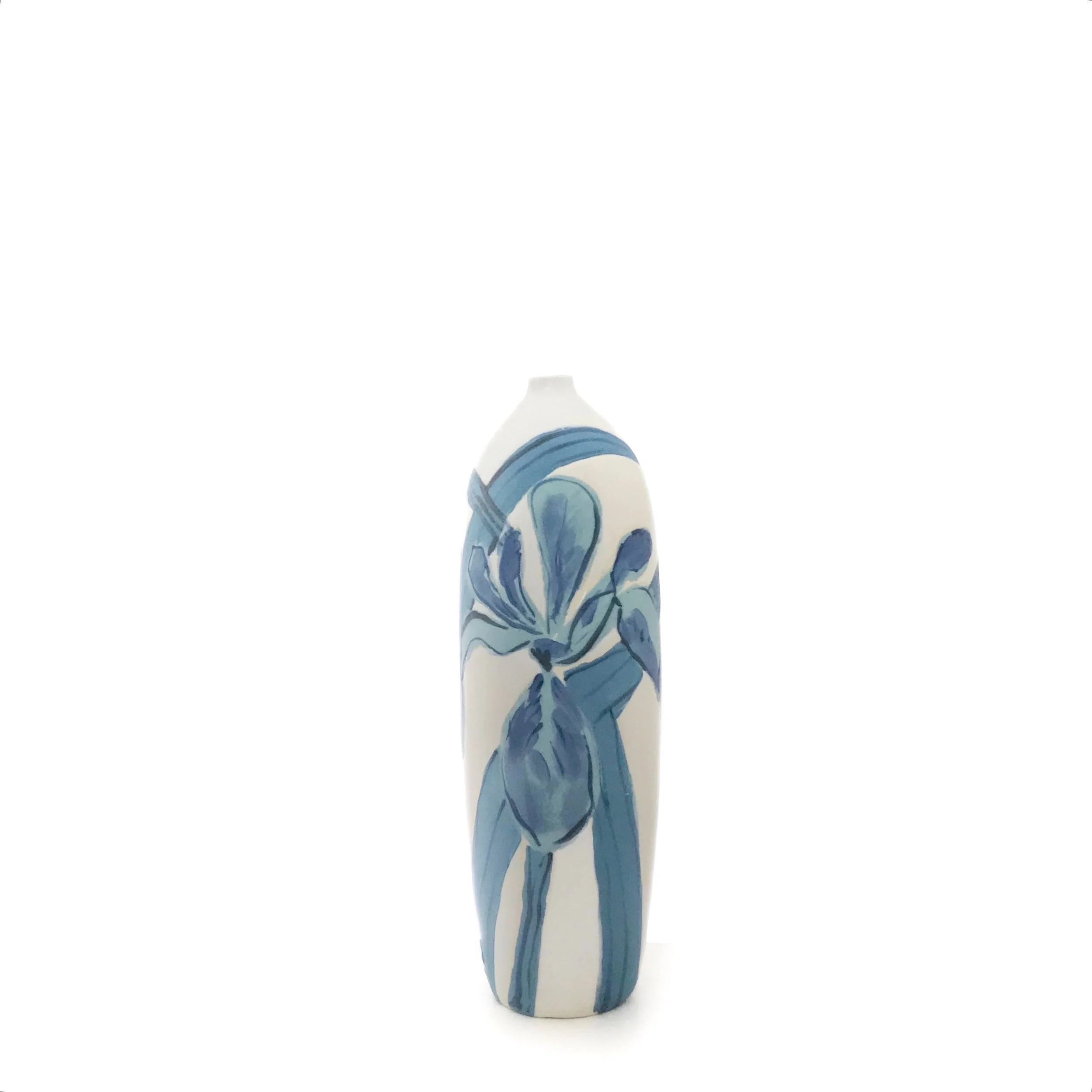 Irises in Blue Vase - 14 Inches Tall