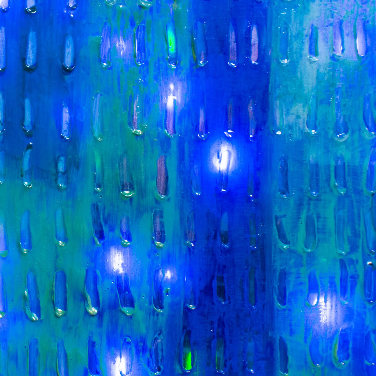 Abstract illuminated landscape painting simulates variable rainfall