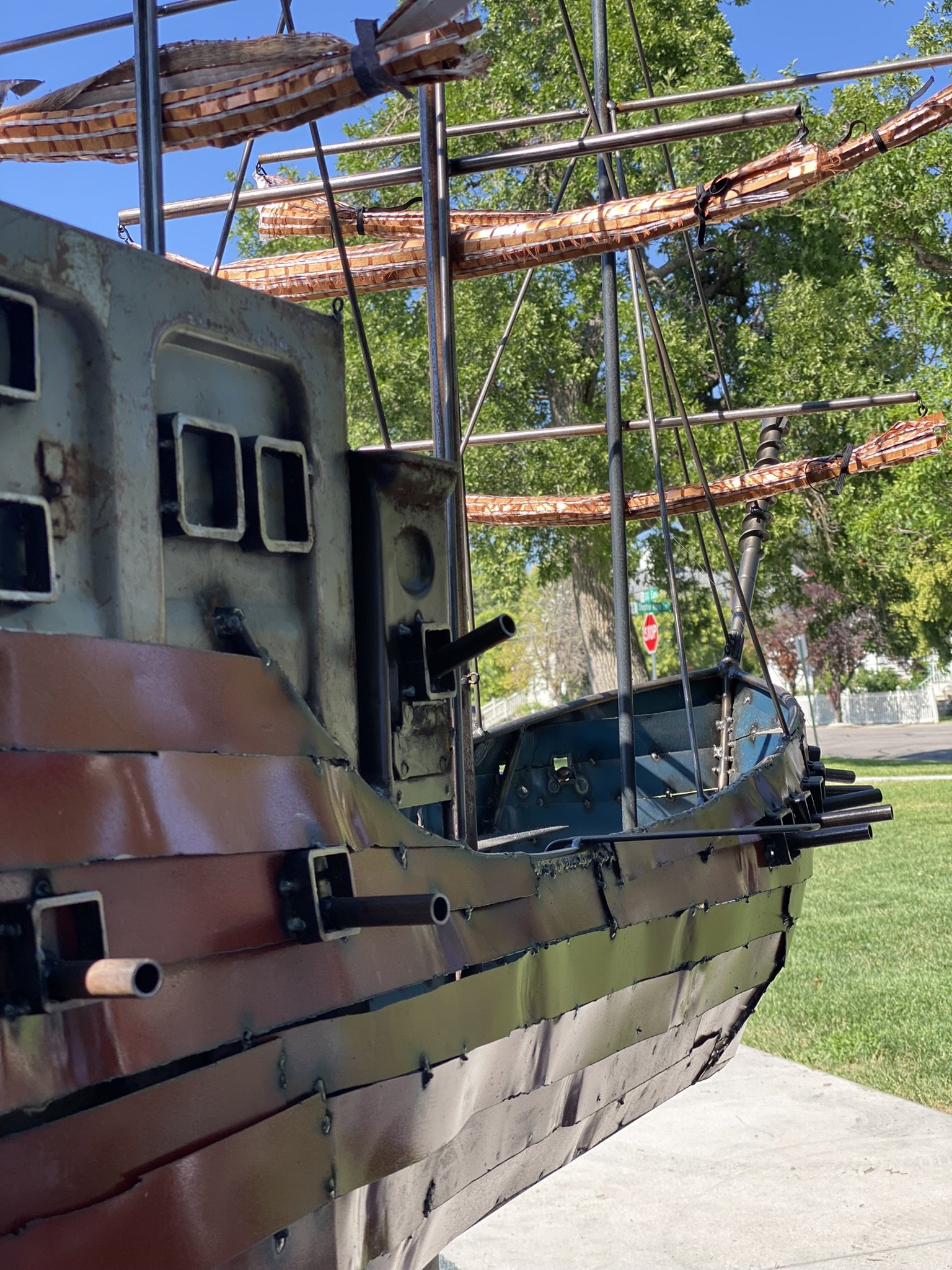 pirate ship made from shades brewing metal barrels