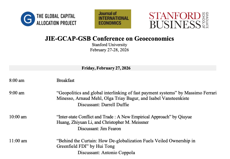 Agenda for the JIE-GCAP-GSB Conference on Geoeconomics is now available