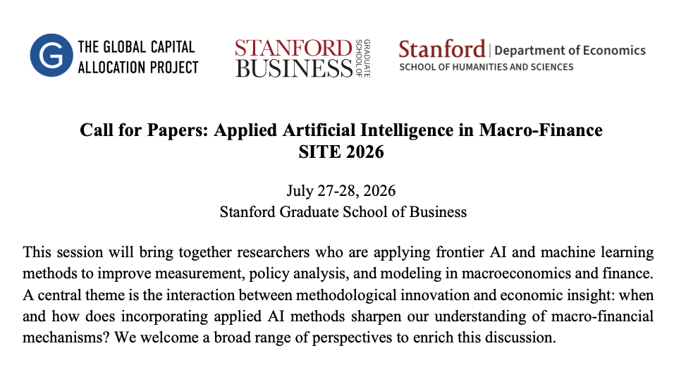 Call for papers: Applied Artificial Intelligence in Macro-Finance