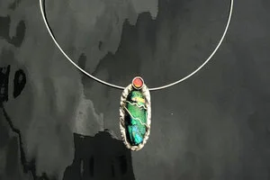 Vibrant Dichroic Glass and Sterling Silver Pendant