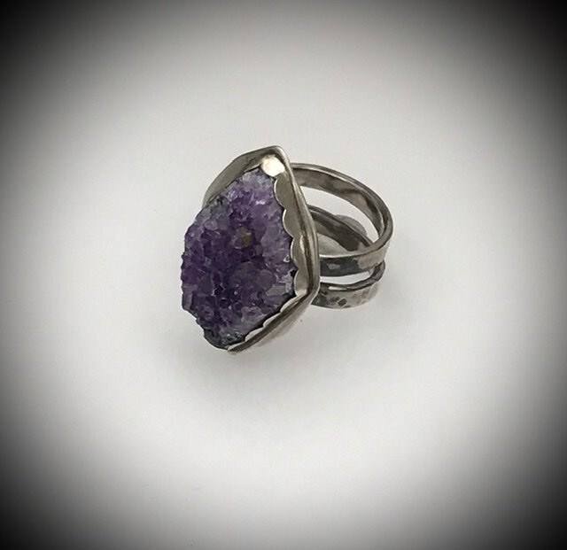 Amethyst Druzy Ring