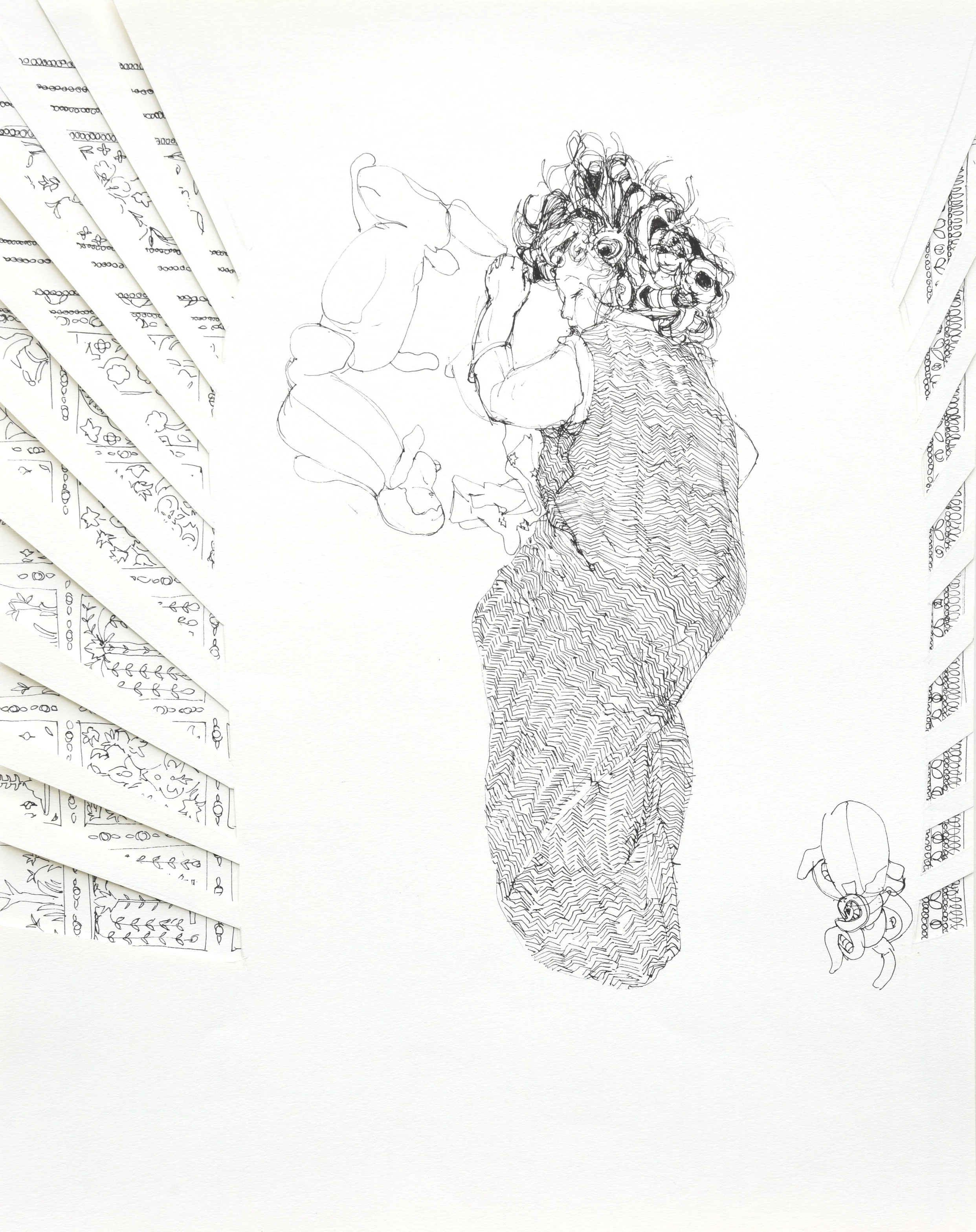  11”x14”, pen, collage 