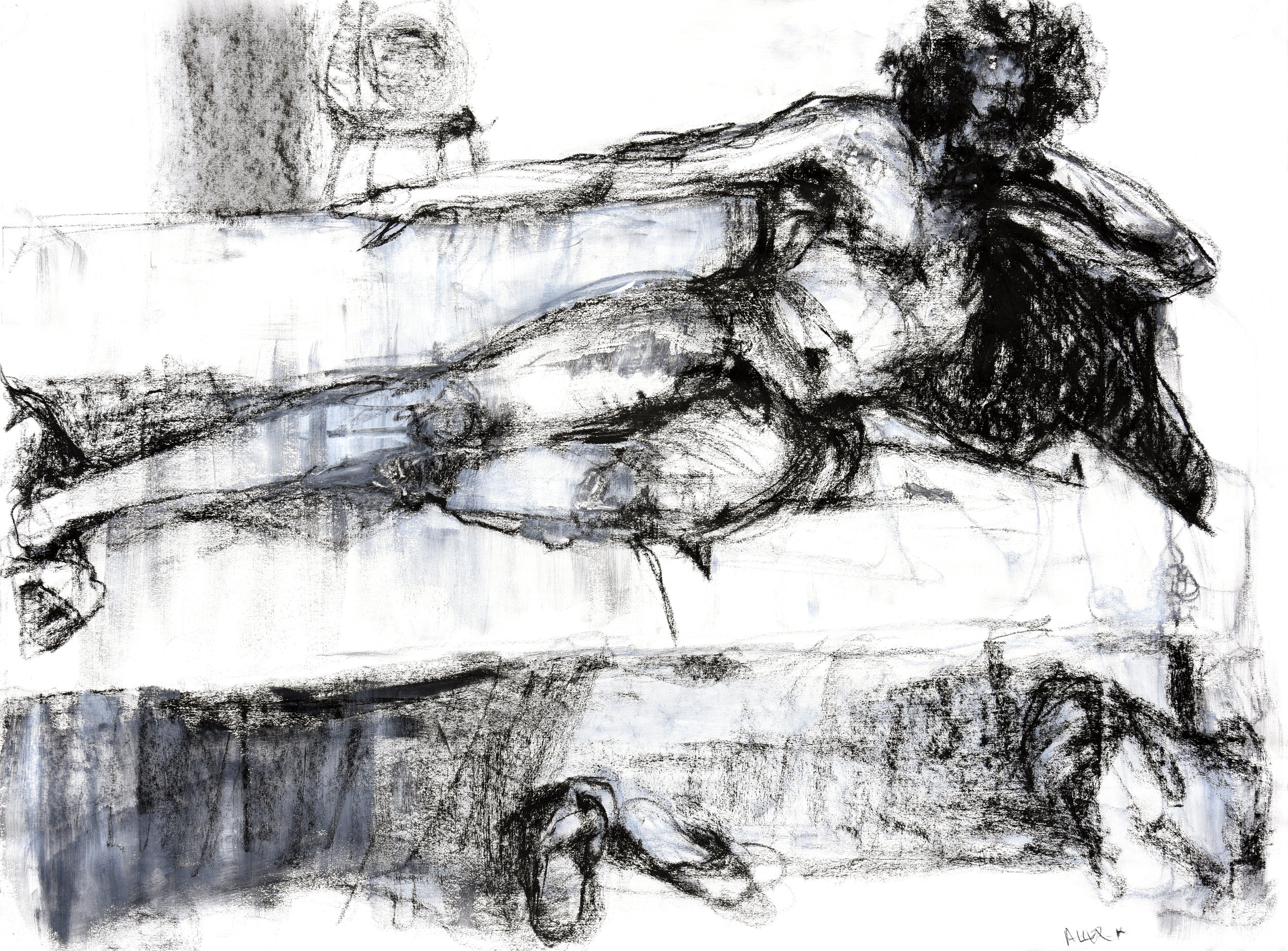  18”x24”, charcoal and gesso 