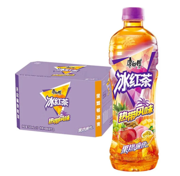 今天偶然喝到新款 康师傅热带风味冰红茶紫盖