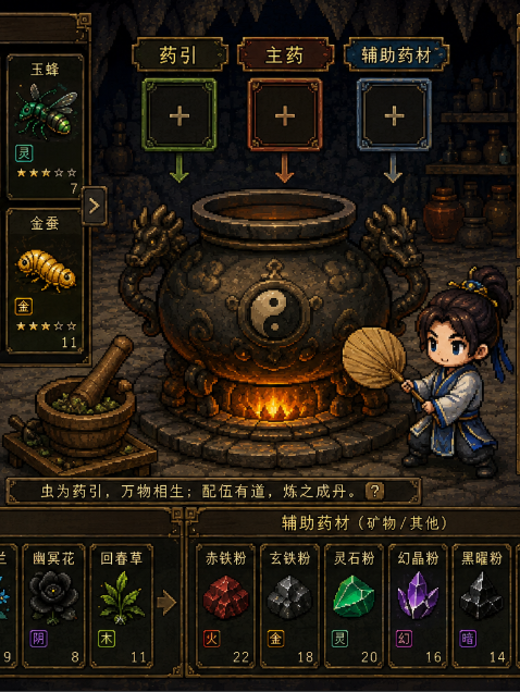 炼丹术士陈郎 HTML Canvas页游（ChatGPT）