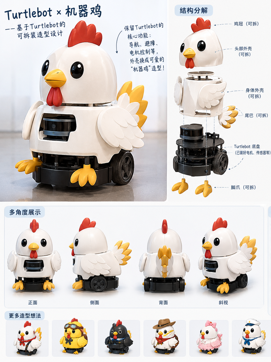 ROS教学机器人| Turtlebot x 机器鸡