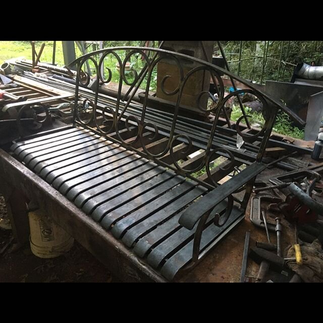 Here&rsquo;s some in process pictures of a custom made handforged bench we&rsquo;re making for some repeat clients.#handmade #handforged#handforgedfurniture #blacksmith#blacksmithing #thecliffsatkeoweesprings #thecliffsvalley #cliffsglassy #thecliffs