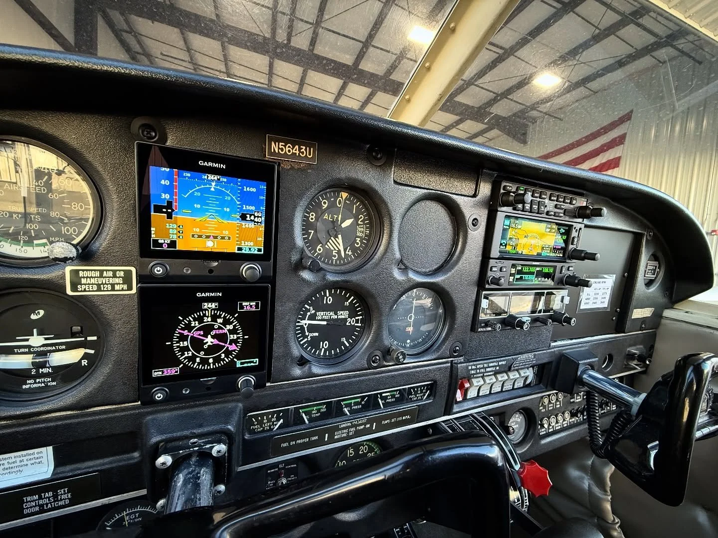 Fun, simple, and highly functional @garminaviation upgrade to this Cherokee panel featuring a pair of G5s, GMA 345 audio panel, GNX 375 GPS/Transponder for ADS-B In and Out, and a Garmin GNC 215 NAV/COM.  A new audio panel is a highly recommended upg