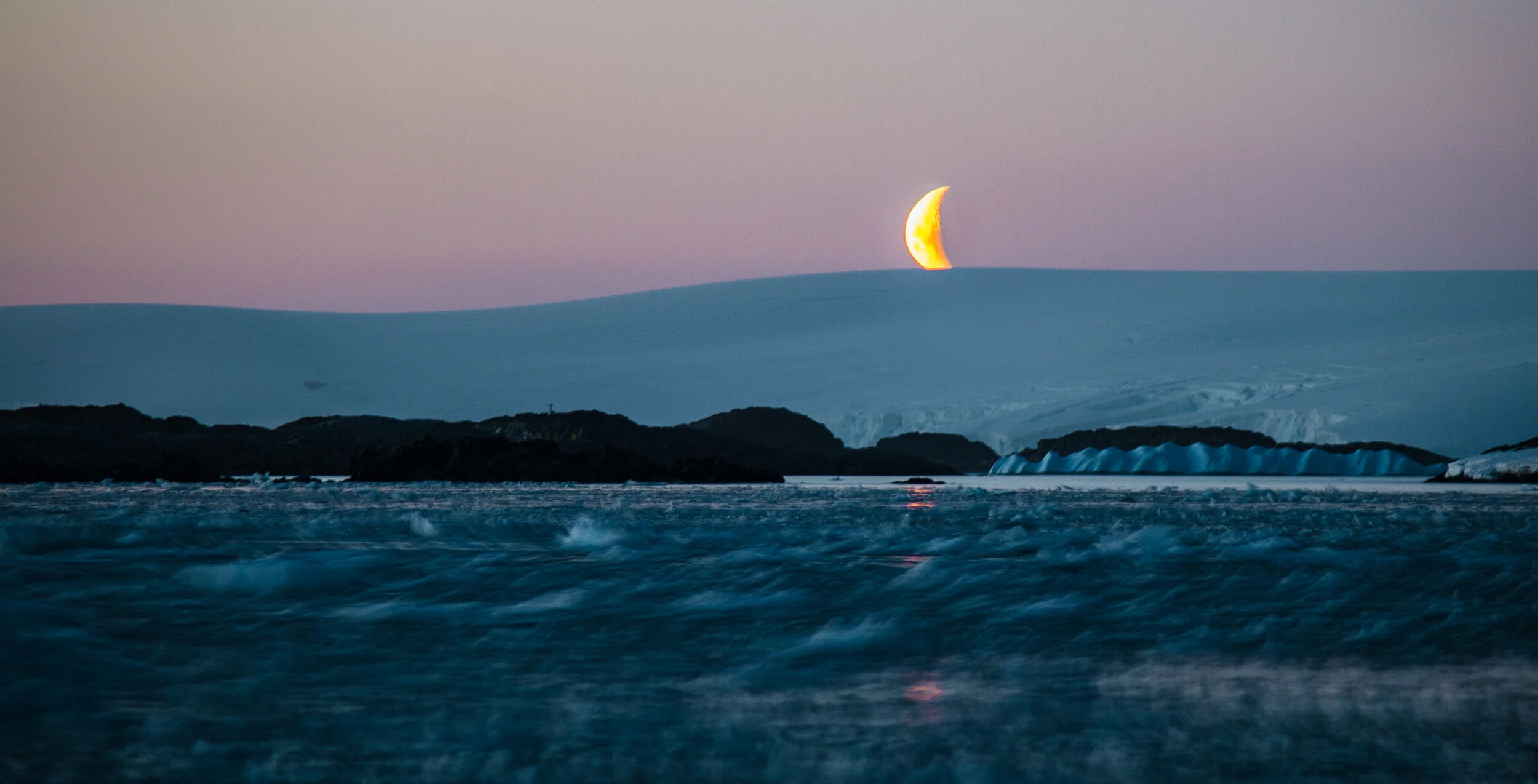 Long Exposure Crescent Moon, Palmer Station Antarctica