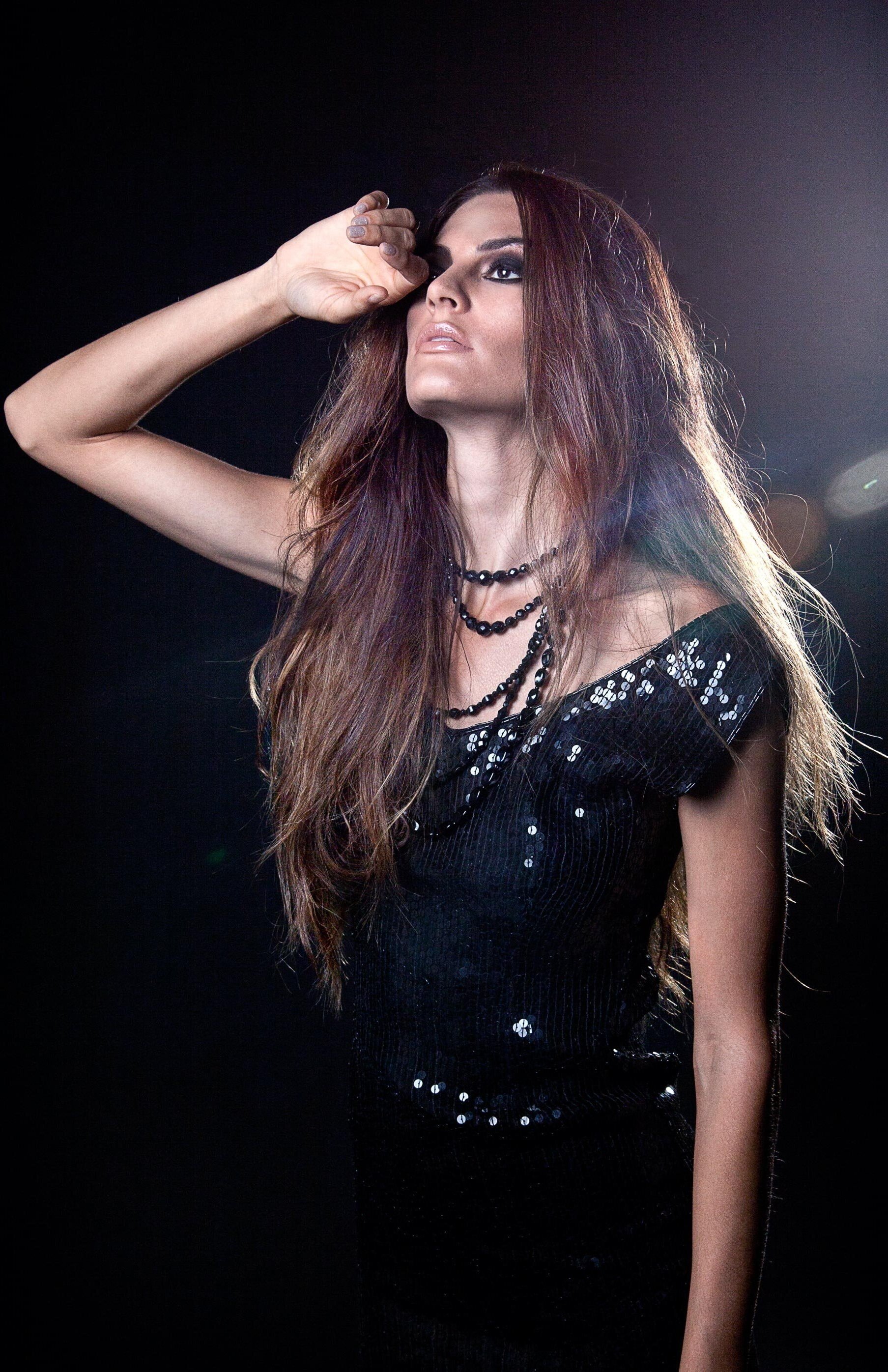 Model Erika Mendoza in all Black