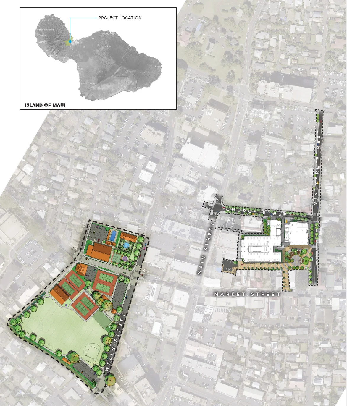 Wells Park &amp; Wailuku Civic Complex location map