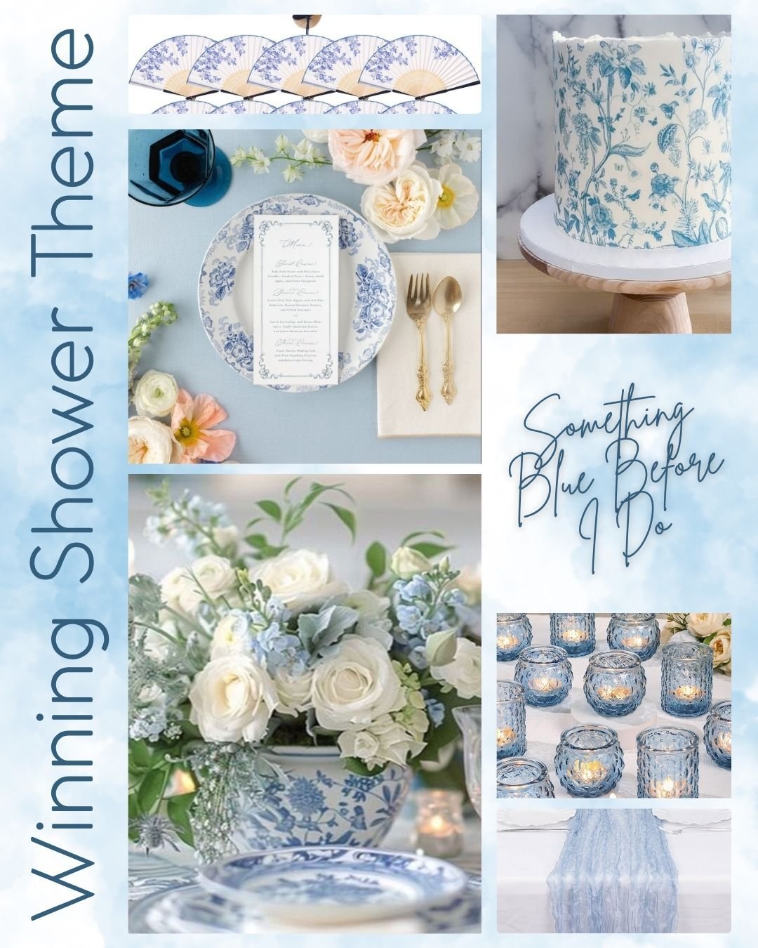 The winning theme for our ULTIMATE BRIDAL SHOWER GIVEAWAY!

The &ldquo;Something Blue Before I Do&rdquo; shower theme features dreamy blue toile, romantic florals, elegant linens, and curated design accents&mdash;styled exclusively for our Myckenzie'