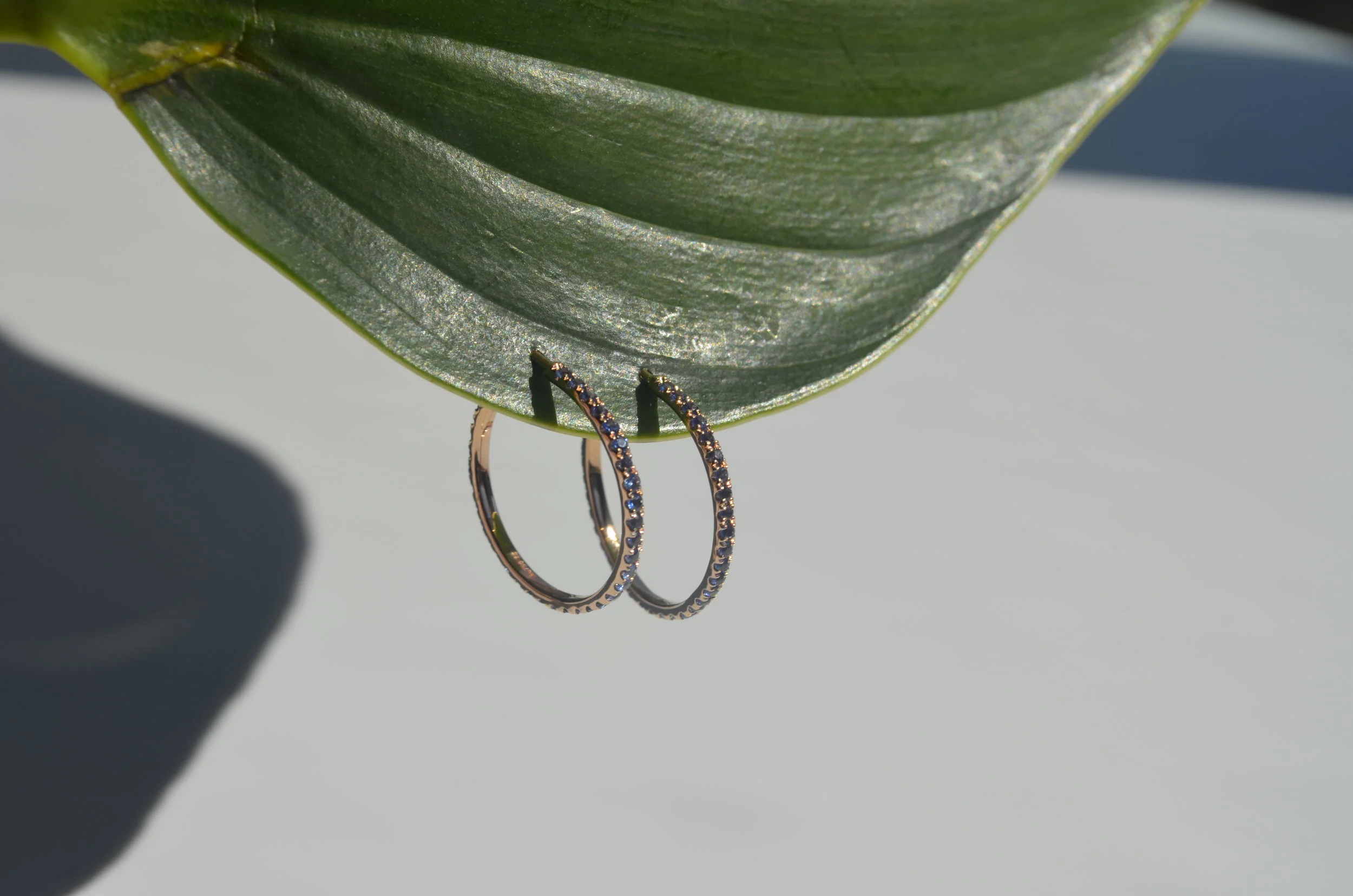 Rose gold blue sapphire earrings