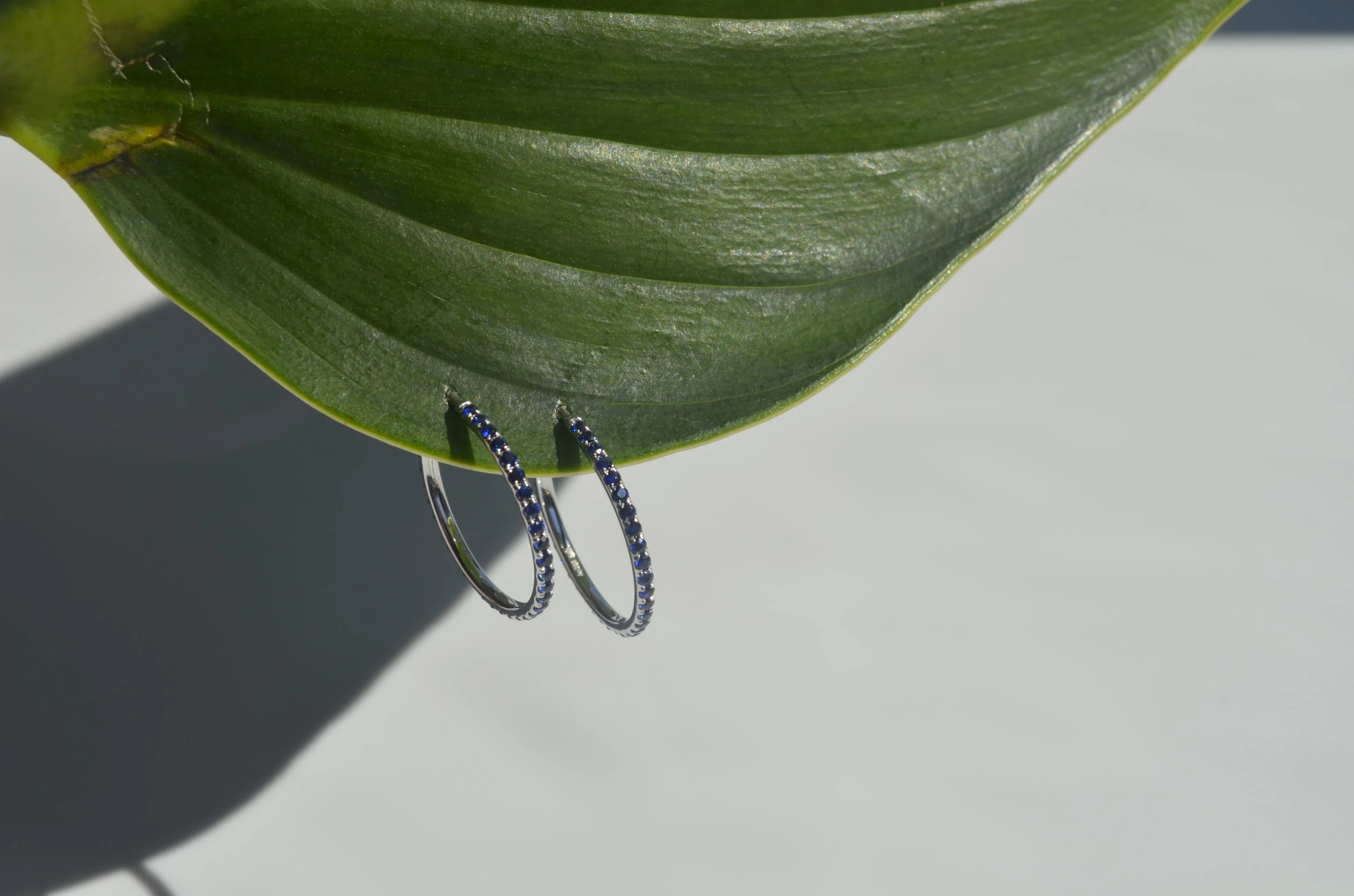 White gold blue sapphire earrings