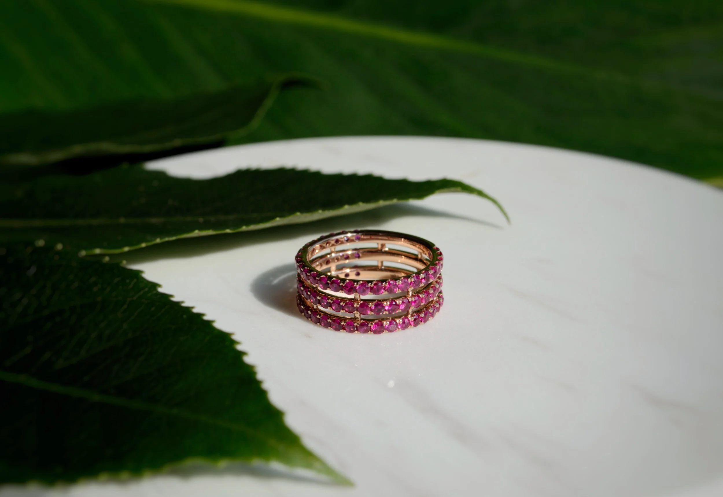 Rose gold rubies ring