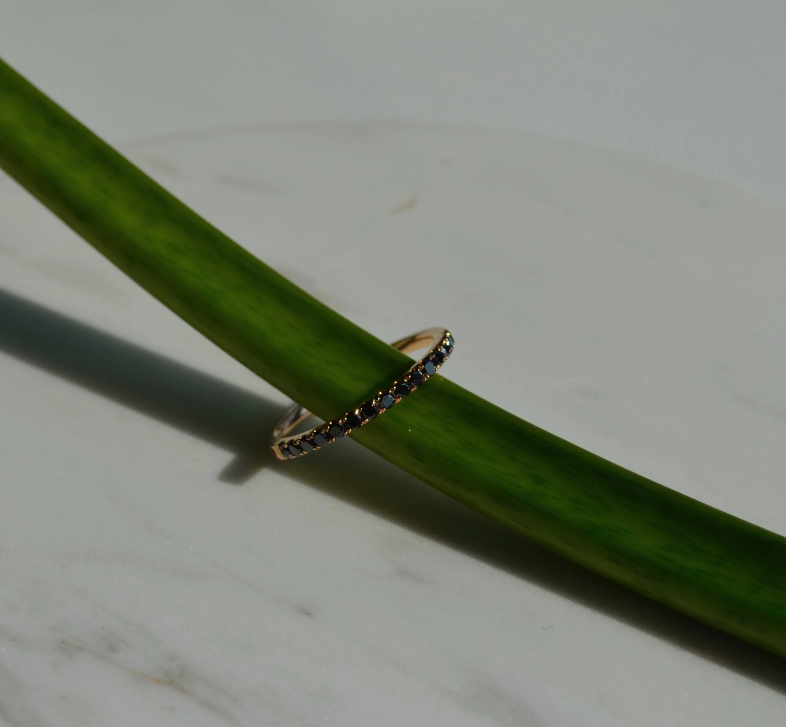 Rose gold black diamond ring