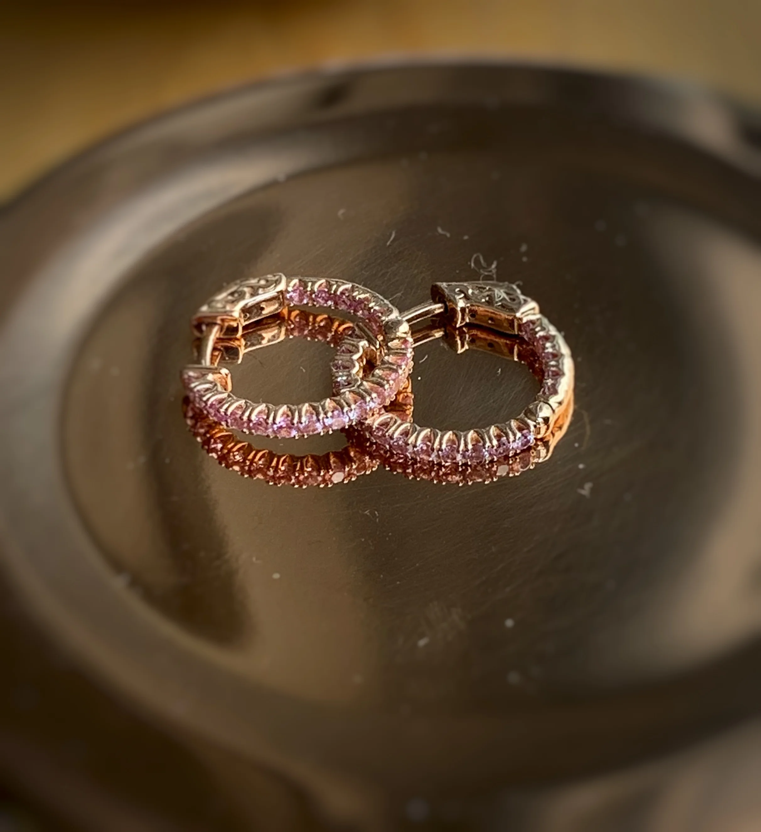 Rose gold pink sapphire earrings