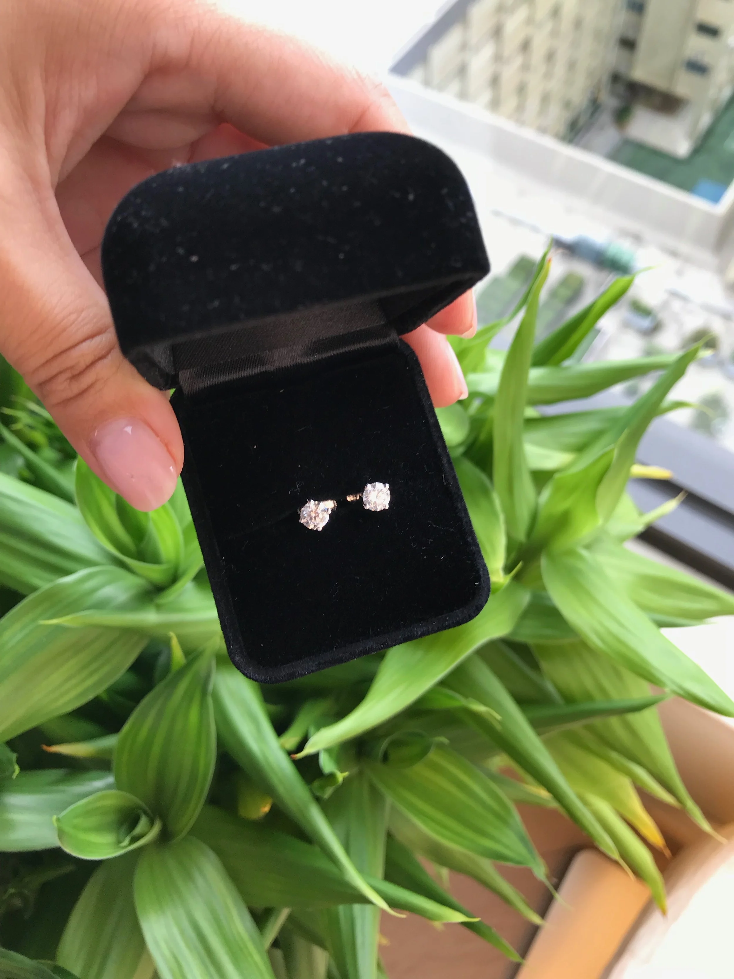 White gold diamond studs