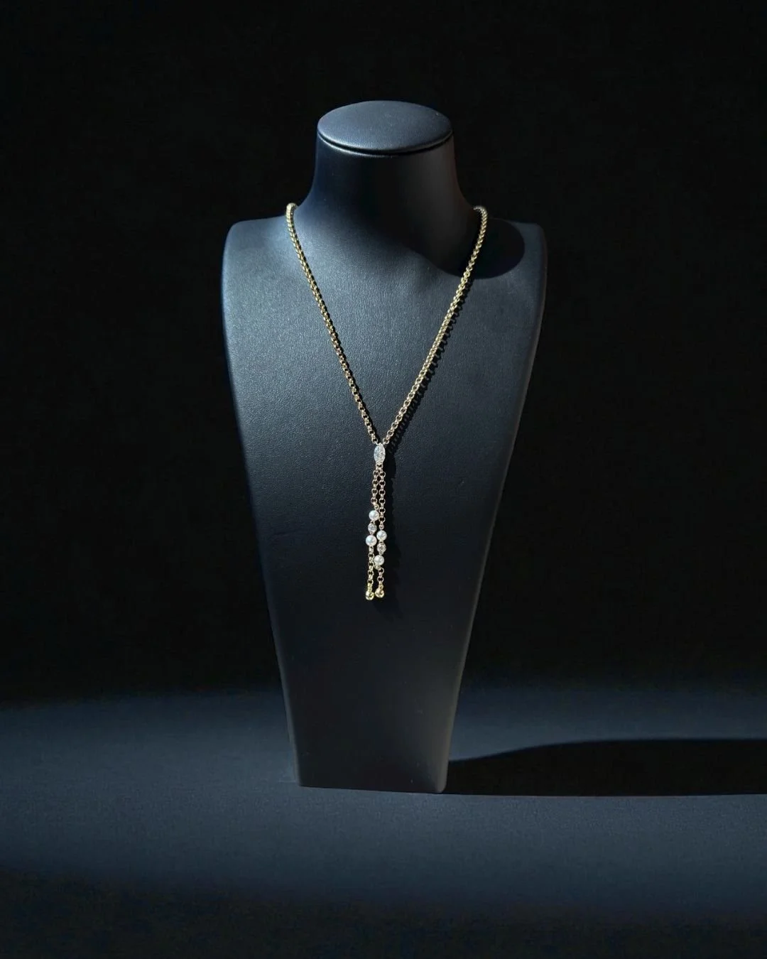 NEW!!! I wanted to create a Y-necklace with more presence, a bolder gold chain softened by Akoya pearls and pear-shaped diamonds, anchored by a marquise diamond in the center. This chain style has since become a signature element across several piece