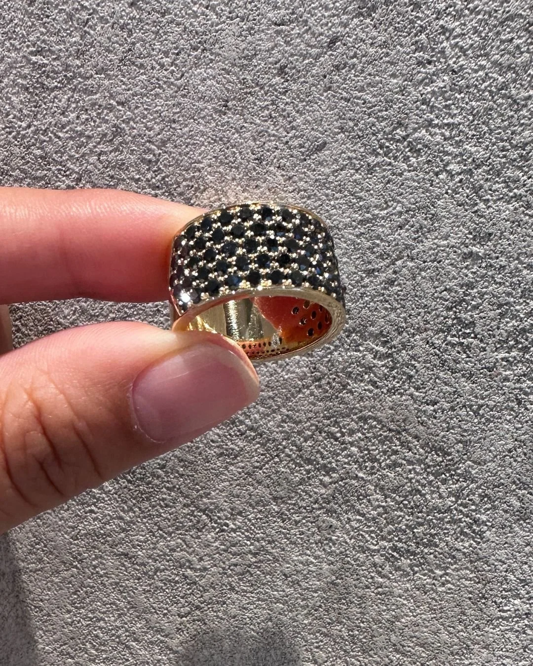 N E W Introducing The Ava Ring�I am sure you&rsquo;ll recognise the design, my everyday ring, now reimagined in 18K yellow gold with black diamonds. From light to dark, same design, a quiet echo of motherhood&rsquo;s own contrasts: strength and softn