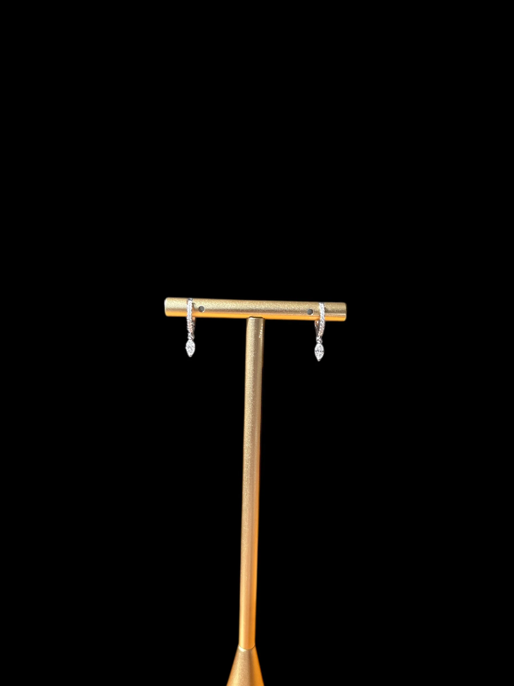 Small hoops with Diamond Marquise Drops