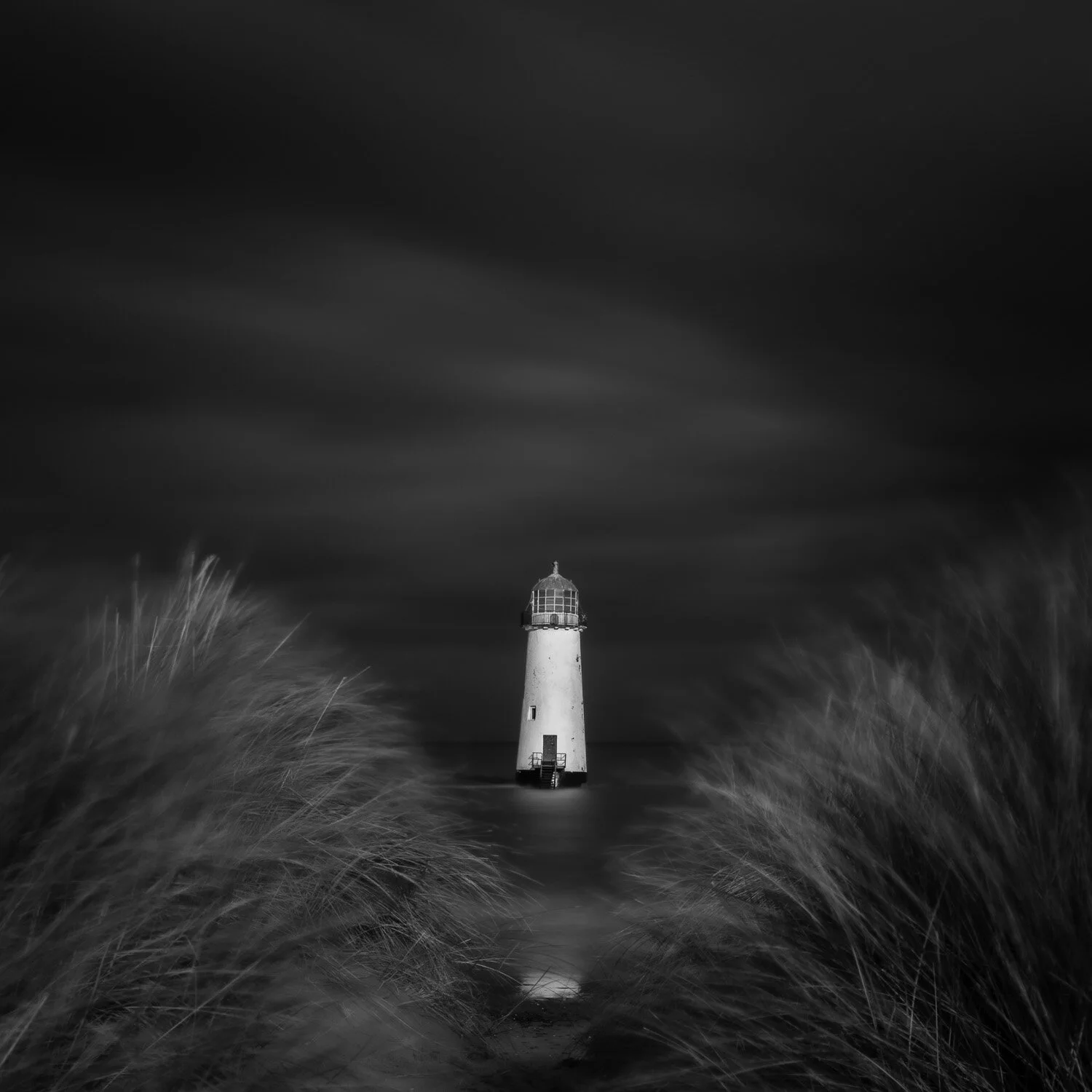 Grass Parting to Reveal Point of Ayr Lighthouse