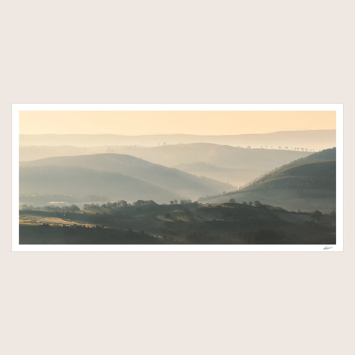 Shropshire Hills From Cornden Misty Layers Panoramic Print