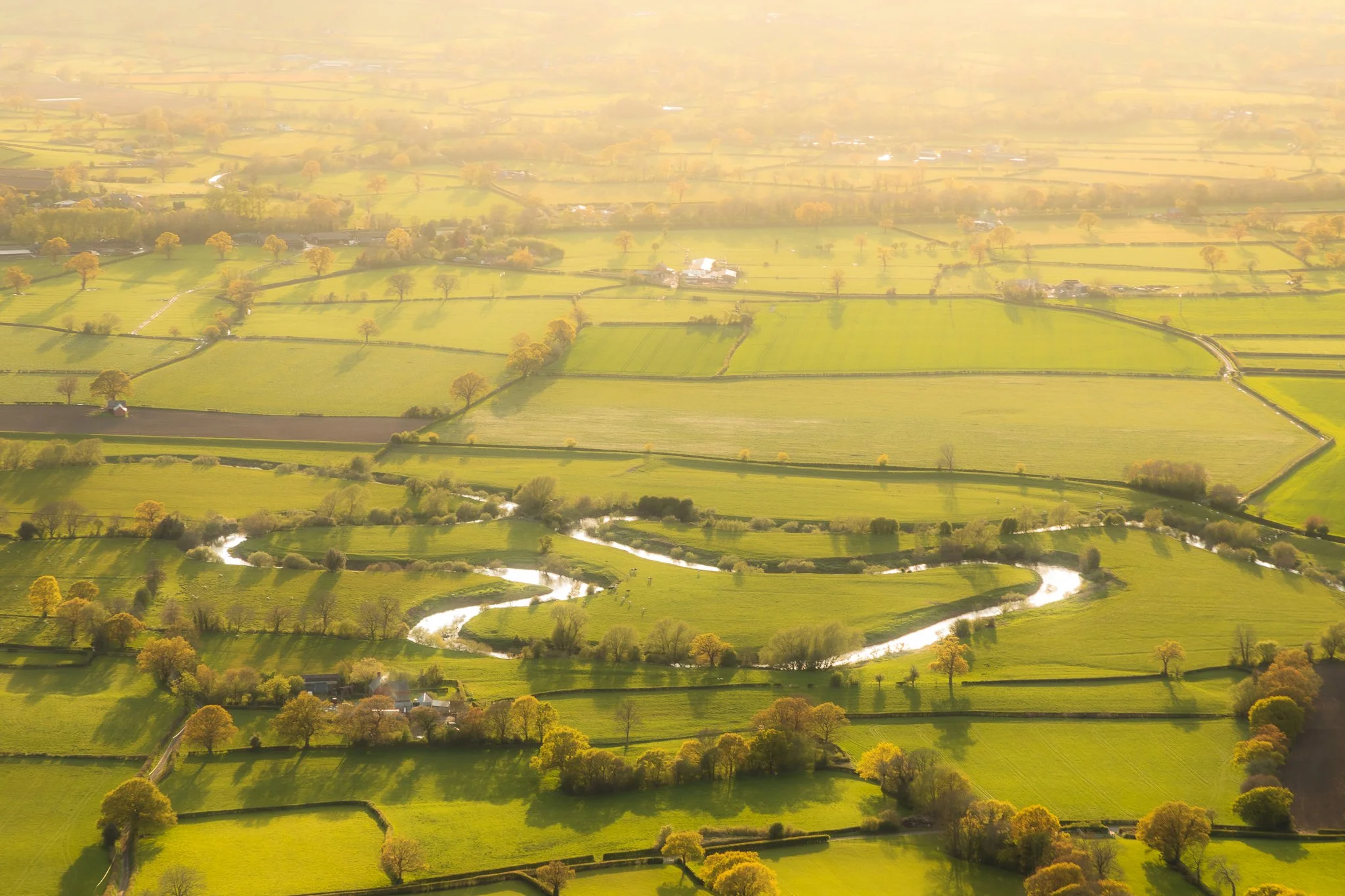 River Meandering Through Countryside