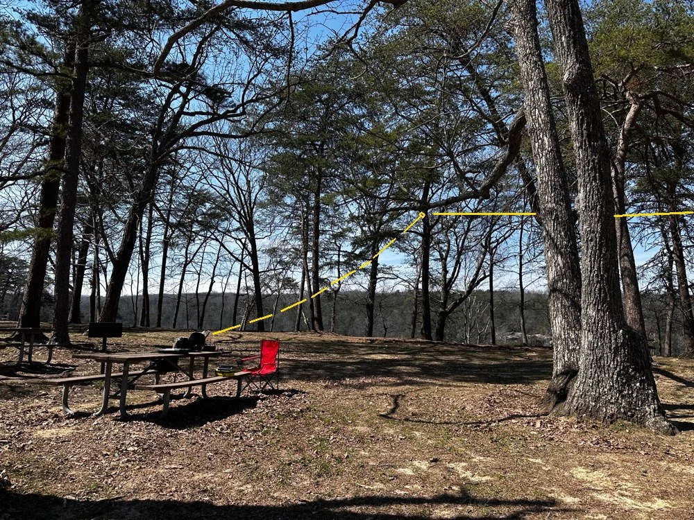 POTA antenna installation showing the 1st elevated point of the antenna transformer