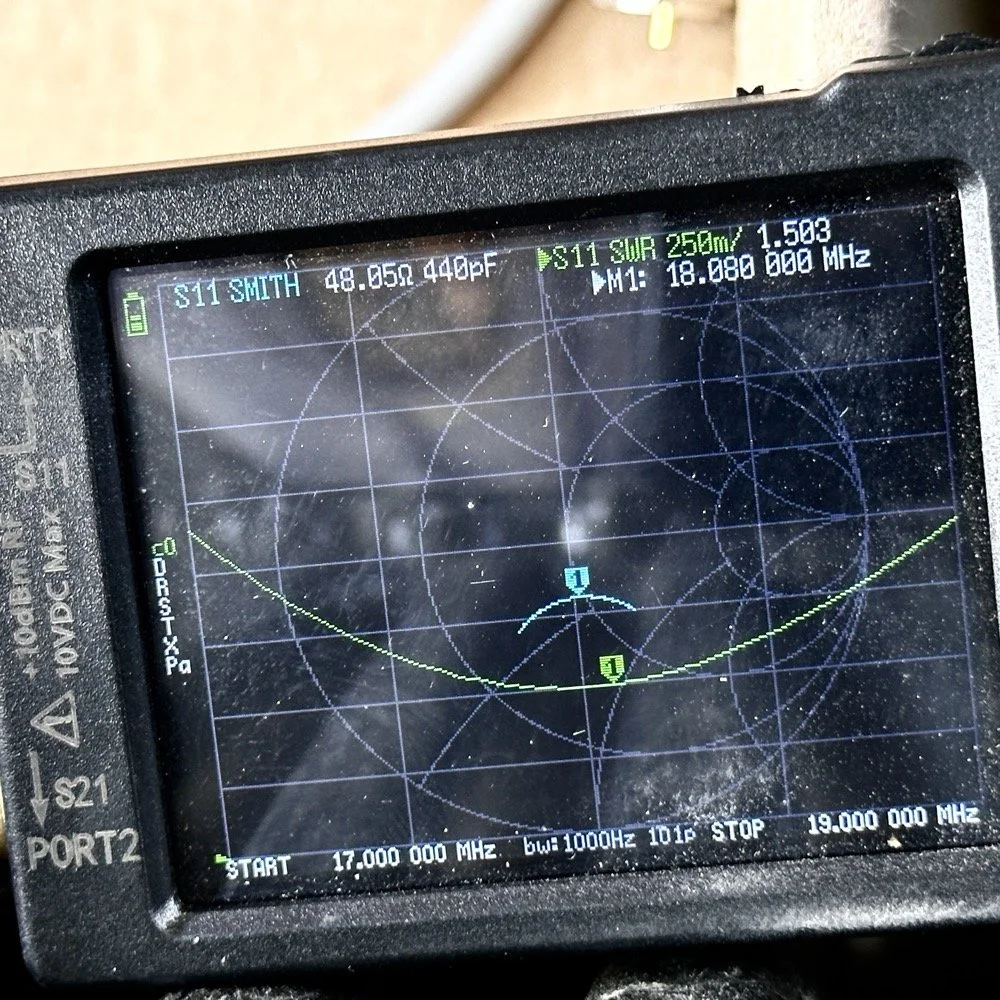 nanoVNA setup for measuing a ham radio antenna