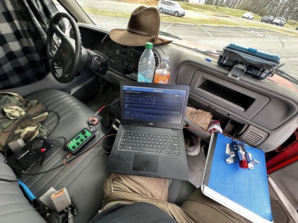 This is the station for today. Dell Inspiron computer, begali traveler paddle, penntek tr-35 QRP radio, and a POTA park!