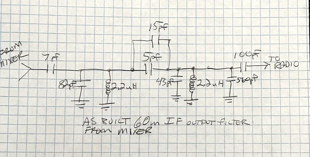 hand drawn bandpass filter schematic