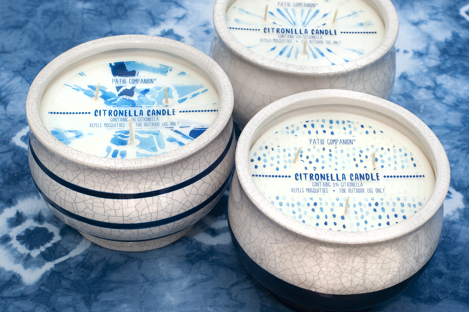 Patio Companion® Shibori citronella candles