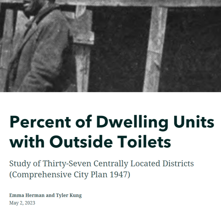Percent of Dwelling Units with Outside Toilets Study of Thirty-Seven Centrally Located Districts (Comprehensive City Plan 1947)