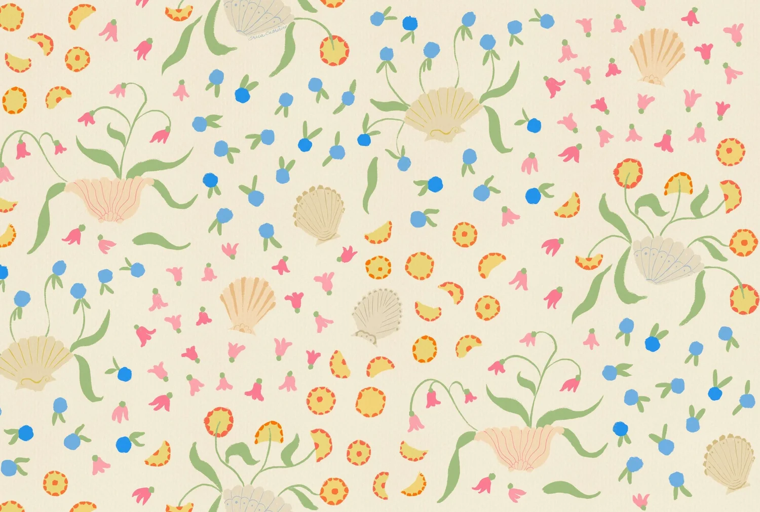 Flower Shell Pattern Shells & Flowers — Erica Catherine: Illustrations | Patterns ...
