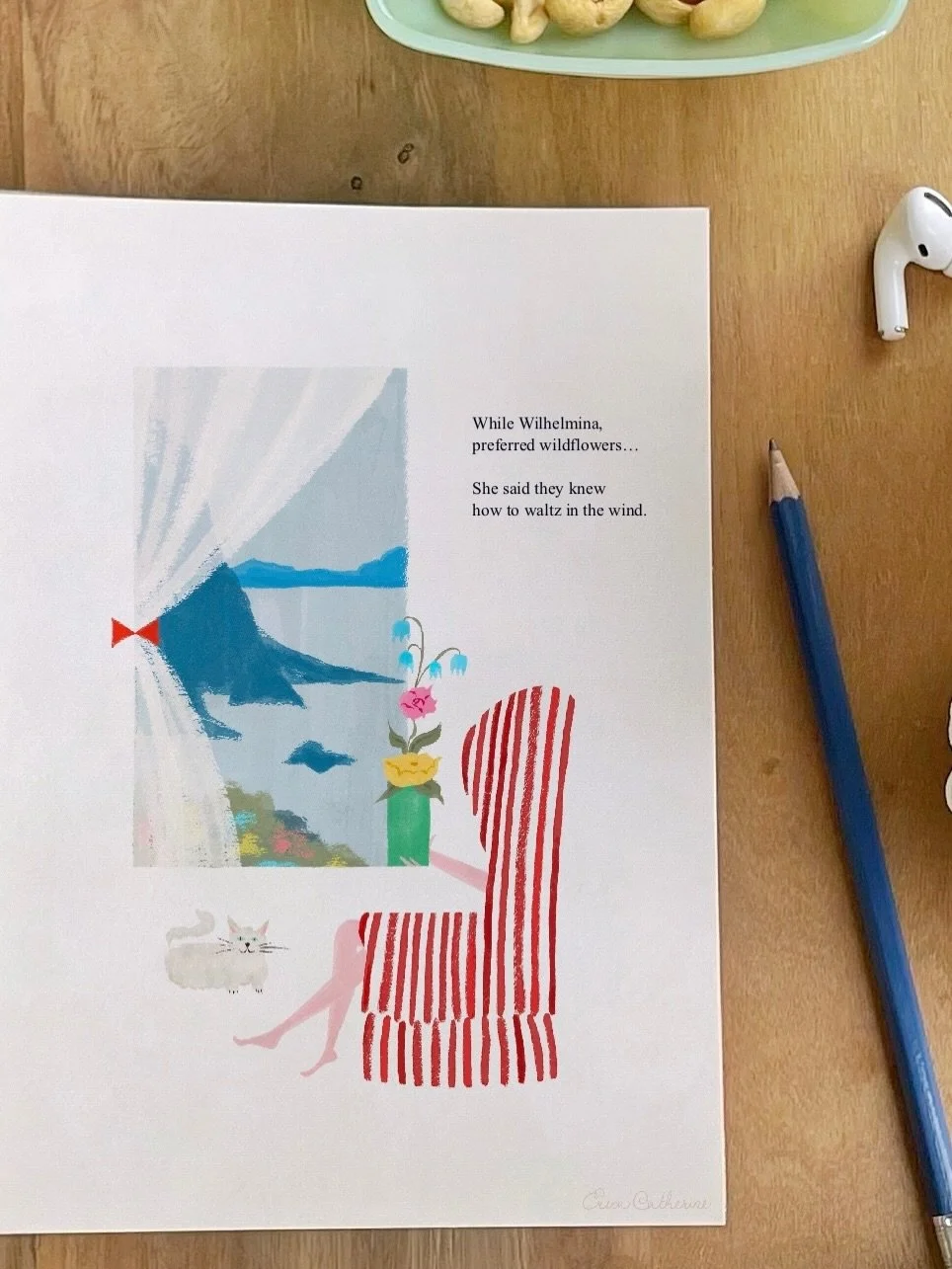 Part 2: While Wilhelmina, Preferred Wildflowers...
She said they knew how to waltz in the wind.

Lil&rsquo; someday gift book series l&rsquo;ve been working on.

Find this currently as a print, with @artfullywalls 

#artlicensing #visualstorytelling 