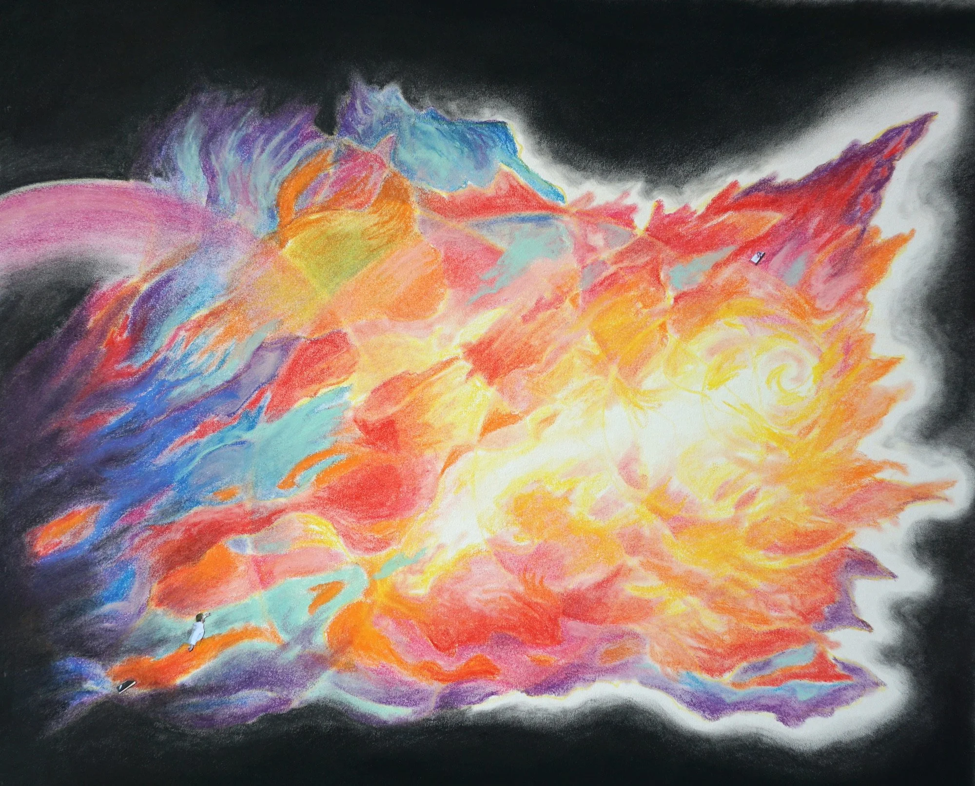 Illuminated, mixed media, 14" x 17", 2022