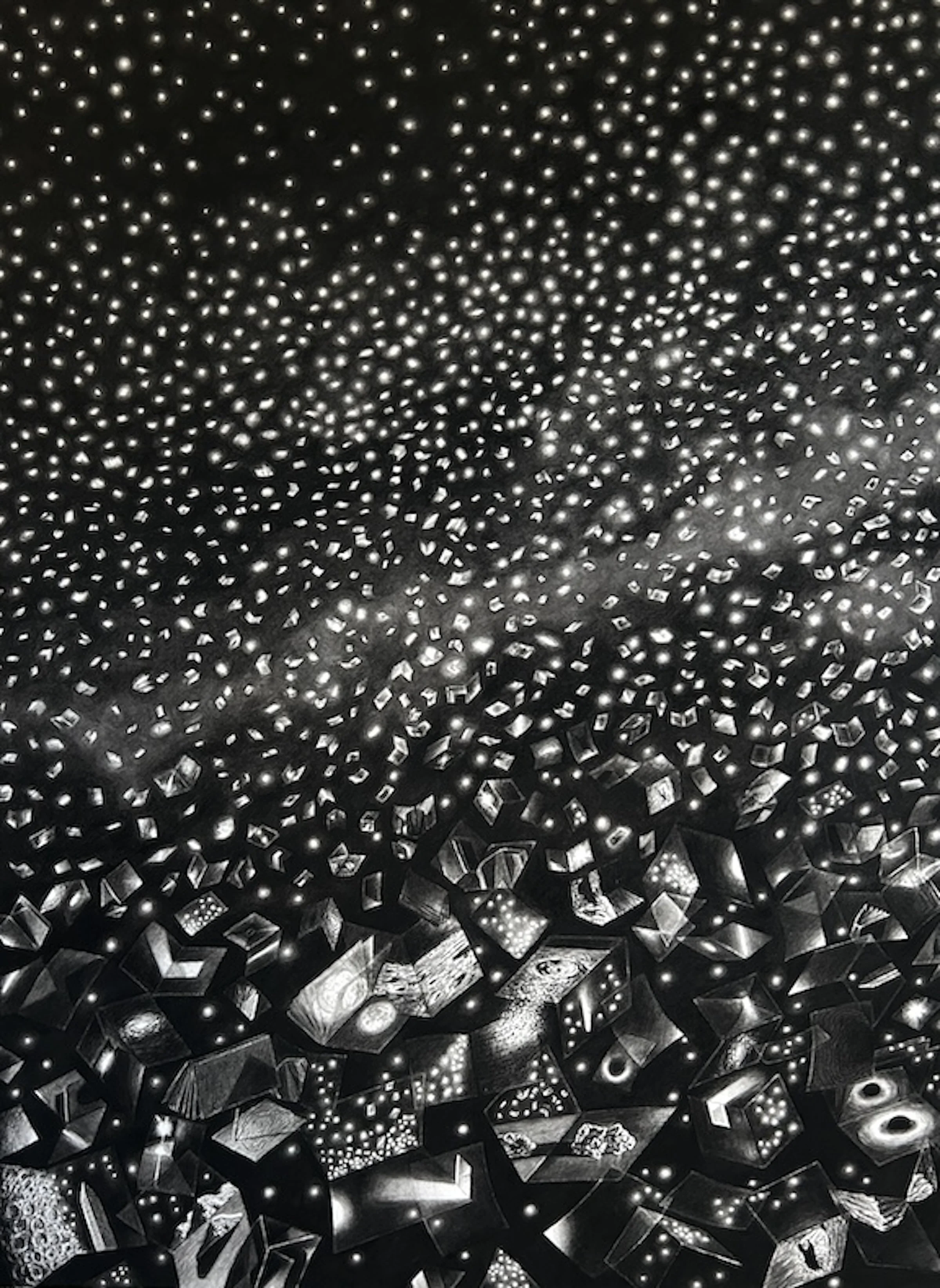 Here, charcoal and graphite on paper, 30" x 22", 2025