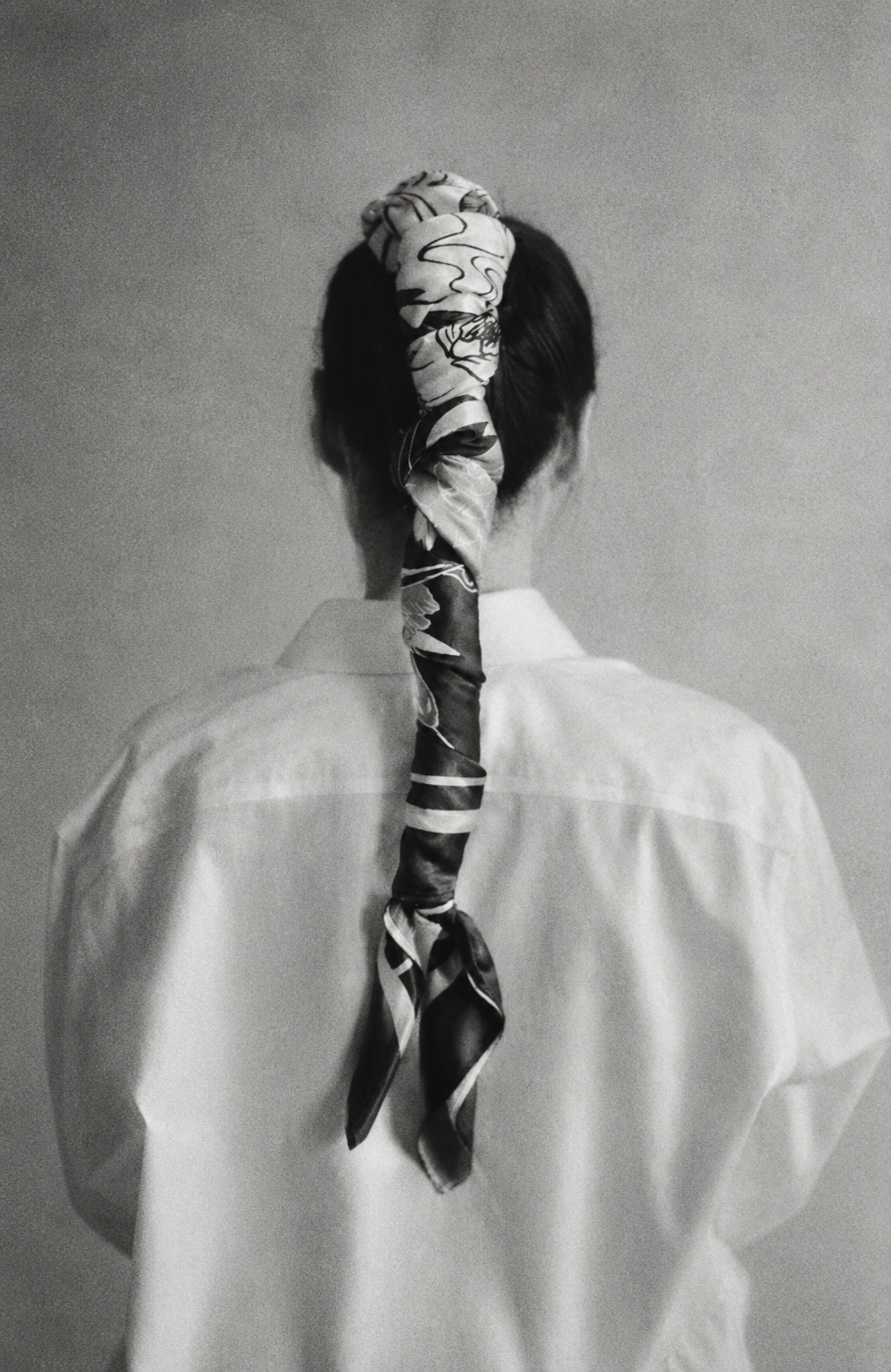 Monochrome Scarf-Wrapped Ponytail Portrait_LisaLai_Vancouver_NYC_Designer.png