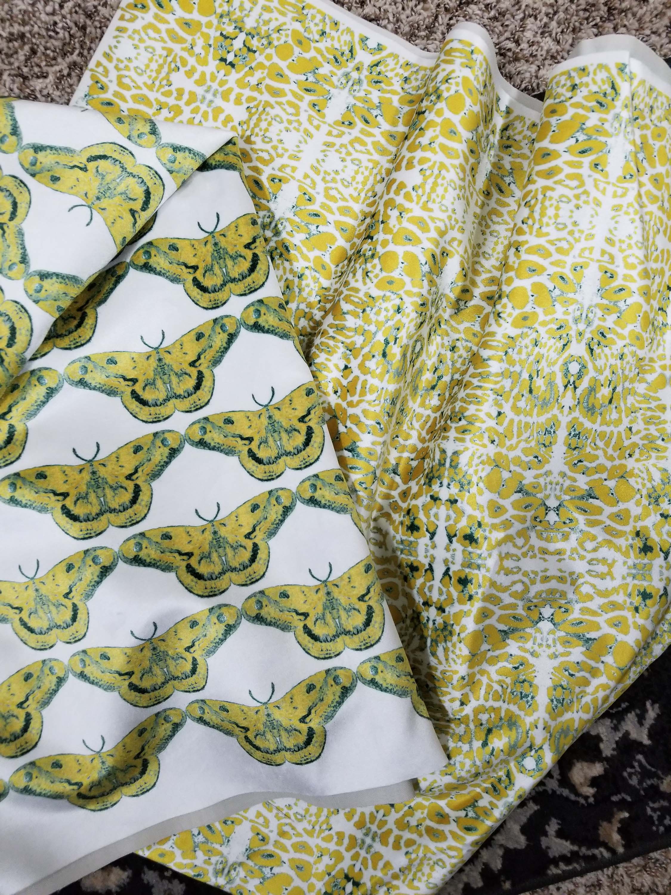Yellow colored printed fabric