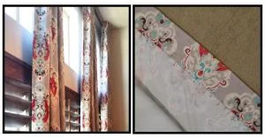 Curtain with printed bird design
