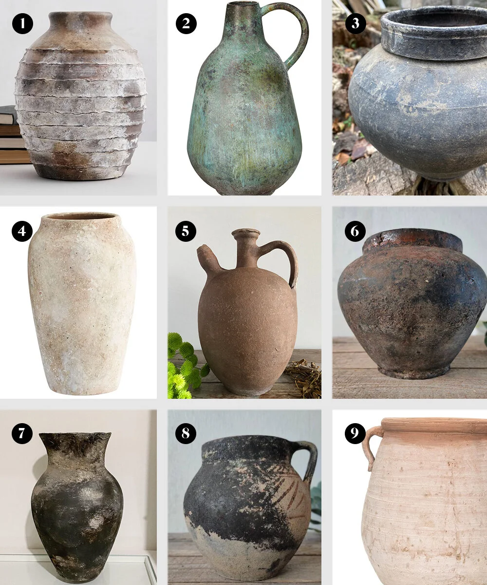 Planters & Pots Outdoor & Gardening Pair vintage clay vases Rustic