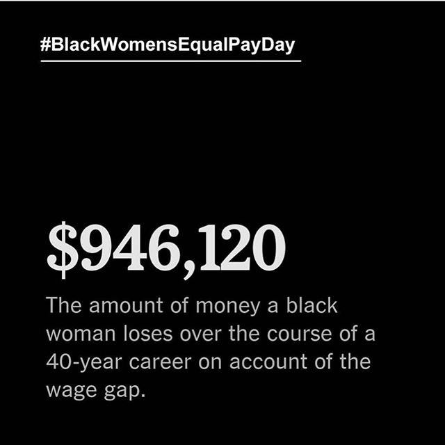 For Black women, today&mdash;August 22nd&mdash;is the day that they earn equal compensation as their white, non-Hispanic male counterparts earned in 2018. In other words, Black women have to work ALL of 2018 until today to earn the same compensation 