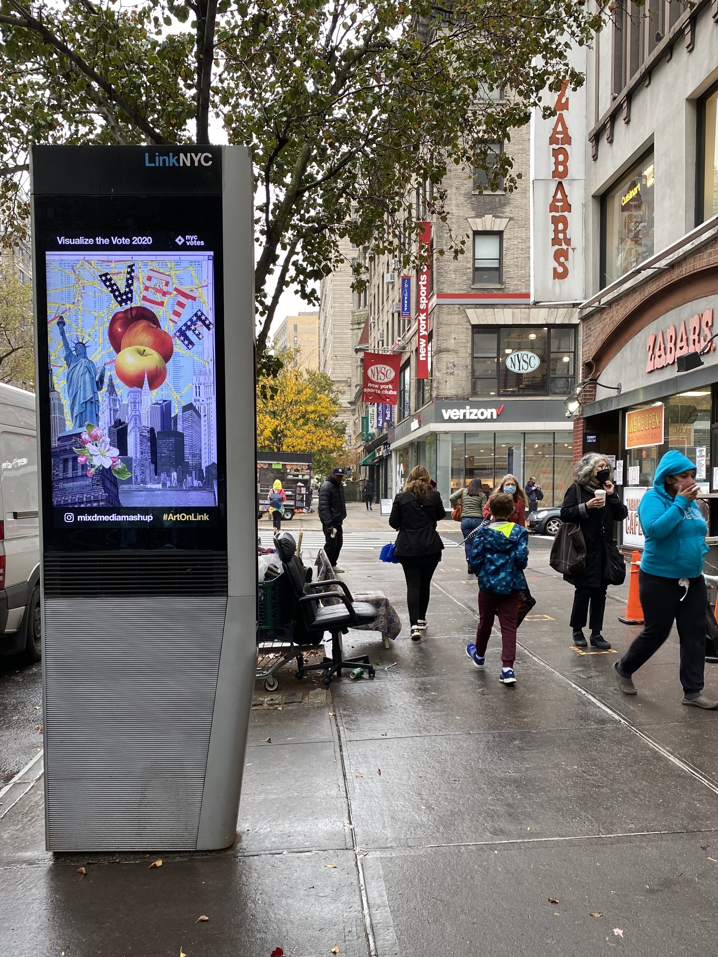  2020 Art on LinkNYC, 7 collages from the series All Over the Map, Telecom Kiosks, 5 Boroughs of Manhattan, New York